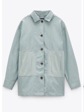 Zara Combination Faux Leather Overshirt Jacket Size XS
